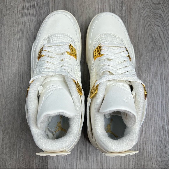Air Jordan 4 Retro Metallic Gold White Shoes AQ9129-170 Womens Size 10 / B Grade - Picture 6 of 9